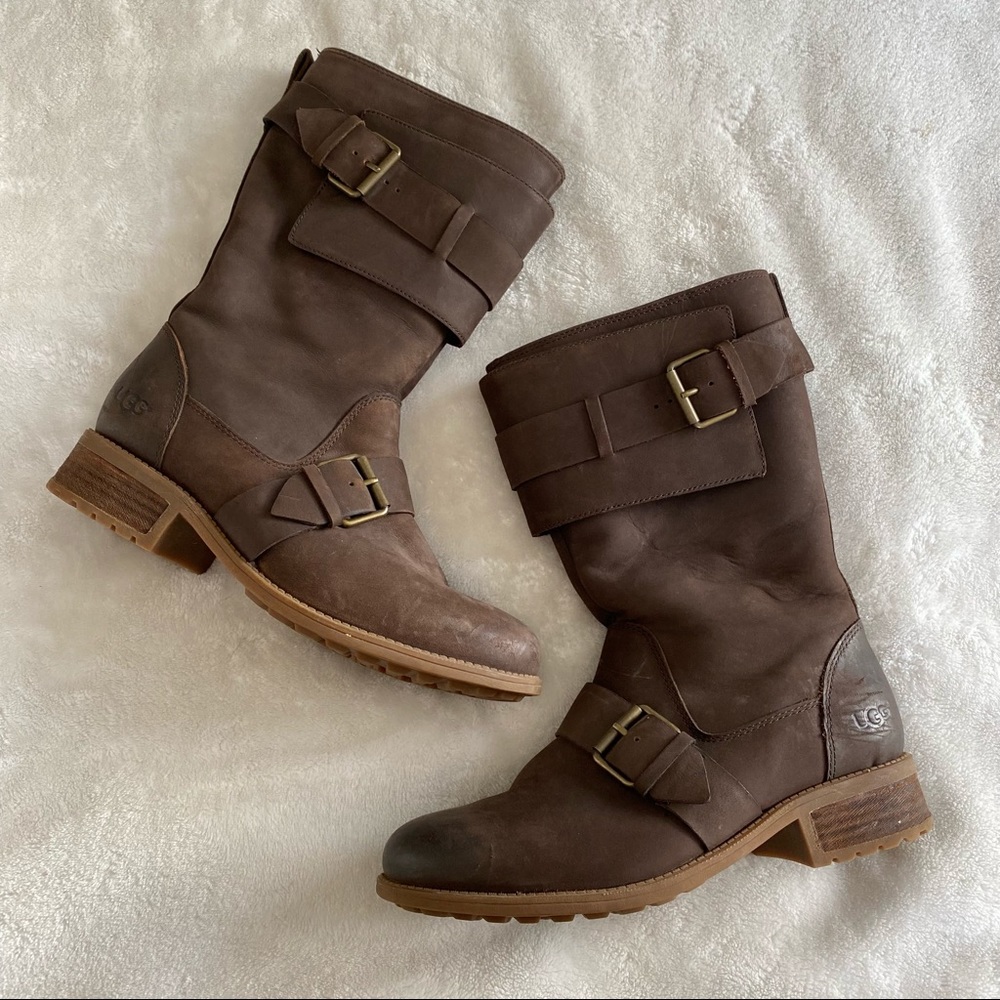 UGG Chancey Leather Moto Biker Boots | Sz 10 - Picture 3 of 10